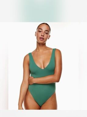 Babaton - Aritzia Green Deep V bodysuit